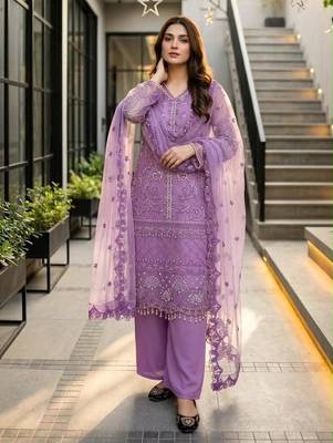 Purple net sequins palazzo set 2