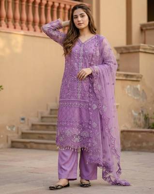 Purple net sequins palazzo set 4