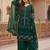 Dark-green net sequins palazzo set