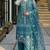 Teal-blue net sequins palazzo set