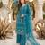 Teal-blue net sequins palazzo set