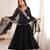 Black georgette embroidered flared gown set