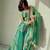 Green silk blend embroidered palazzo set