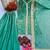 Green silk blend embroidered palazzo set