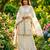 White silk blend embroidered palazzo set