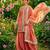 Peach silk blend embroidered palazzo set