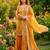 Dark-yellow silk blend embroidered palazzo set