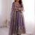 Lavender silk blend embroidered flared gown set