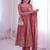 Champagne silk blend embroidered flared gown set
