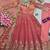 Champagne silk blend embroidered flared gown set