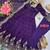 Purple silk blend embroidered flared gown set