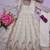 White silk blend embroidered flared gown set