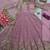 Pink silk blend embroidered flared gown set