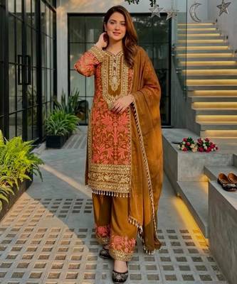 Brown georgette embroidered palazzo set 2