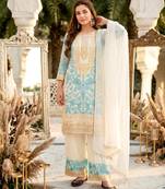 White georgette embroidered palazzo set