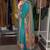 Blue satin printed kurta set