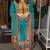 Blue satin printed kurta set