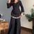 Black silk blend embroidered palazzo set