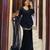 Black silk blend embroidered palazzo set