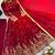 Red silk blend embroidered flared gown set