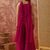 Rani pink georgette kurta palazzo set with striped dupatta