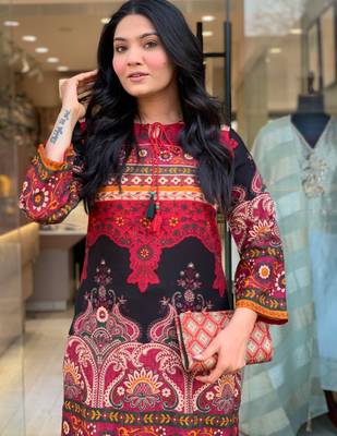 Wine printed rayon kurta palazzo co-ord set 2