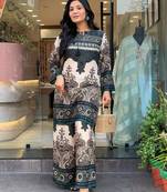 Teal printed rayon kurta palazzo co-ord set