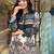Teal printed rayon kurta palazzo co-ord set