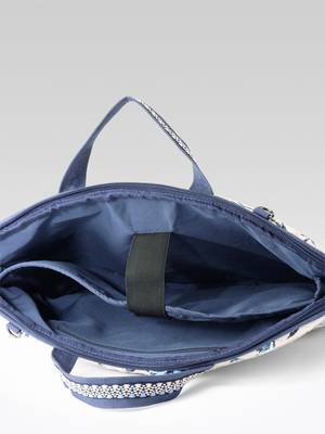  petal posh ivory & navy floral jacquard laptop bag (upto 16") 6