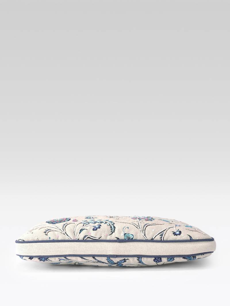  petal posh ivory & navy floral jacquard laptop bag (upto 16")