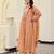 Peach chanderi anarkali kurta set with dupatta