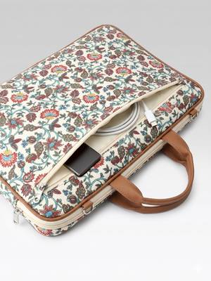  petal posh off white floral printed polycotton laptop bag (upto 16") 7