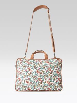  petal posh off white floral printed polycotton laptop bag (upto 16") 8