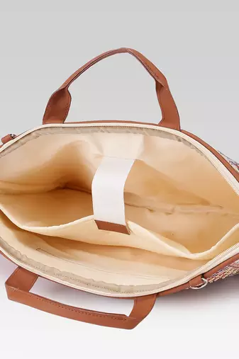  petal posh tan ethnic printed polycotton laptop bag (upto 16")