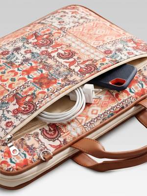  petal posh tan ethnic printed polycotton laptop bag (upto 16") 7
