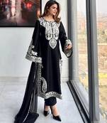 Black Color  Embroidery Work Organza Salwar Suit 