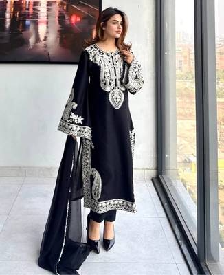 Black Color  Embroidery Work Organza Salwar Suit  2