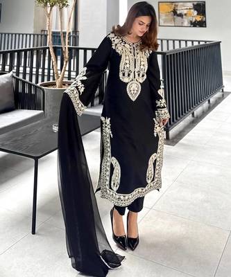Black Color  Embroidery Work Organza Salwar Suit  3