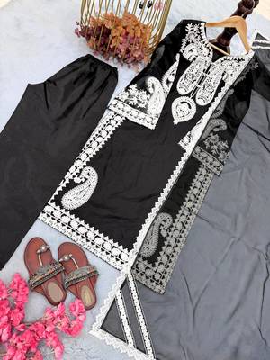 Black Color  Embroidery Work Organza Salwar Suit  5