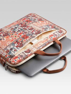  petal posh tan ethnic printed polycotton laptop bag (upto 16") 8
