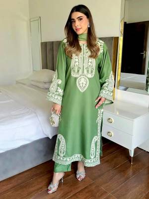 Green Color  Embroidery Work Organza Salwar Suit  1