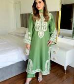 Green Color  Embroidery Work Organza Salwar Suit 
