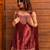 Maroon fendy kurta sharara set with choker dupatta