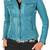 Women's turquoise blue genuine leather biker jacket