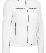 Women's genuine leather white biker jacket