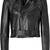 Women's black leather crop moto biker jacket