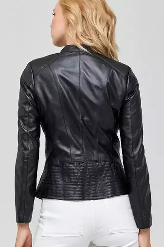 Women's black leather jacket real lambskin cafe racer