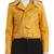Women's mustard yellow biker genuine leather jacket