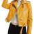 Women's mustard yellow biker genuine leather jacket