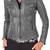 Women's grey real genuine lambskin leather cafe racer jacket
